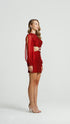 Exclusive Shiny Carmine Cut Out Mini Dress